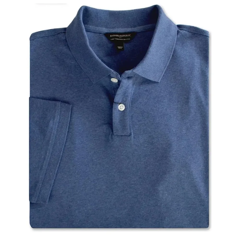 Banana Republic Men’s Polo Shirt XL Blue Luxury Touch Soft Cotton Blend Casual